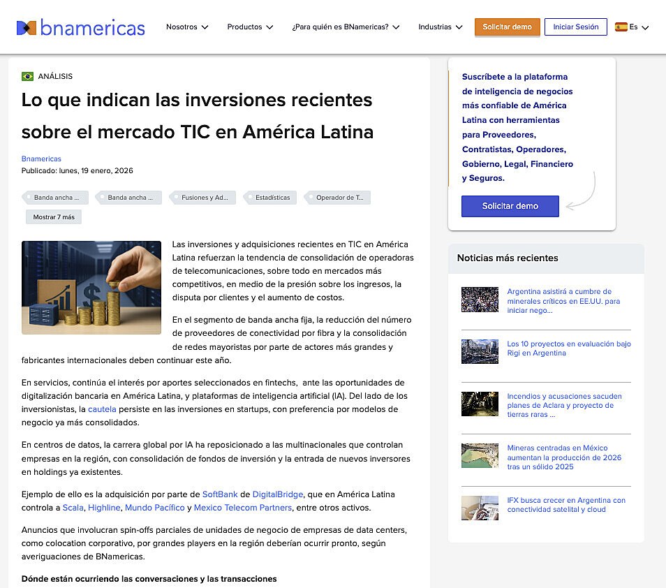 Lo que indican las inversiones recientes sobre el mercado TIC en Am�rica Latina